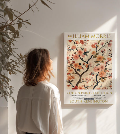 William Morris Canvas, William Morris Exhibition Poster, William Morris Print, Textiles Canvas, Floral Wall Art, Cherry Blossom Canvas Print