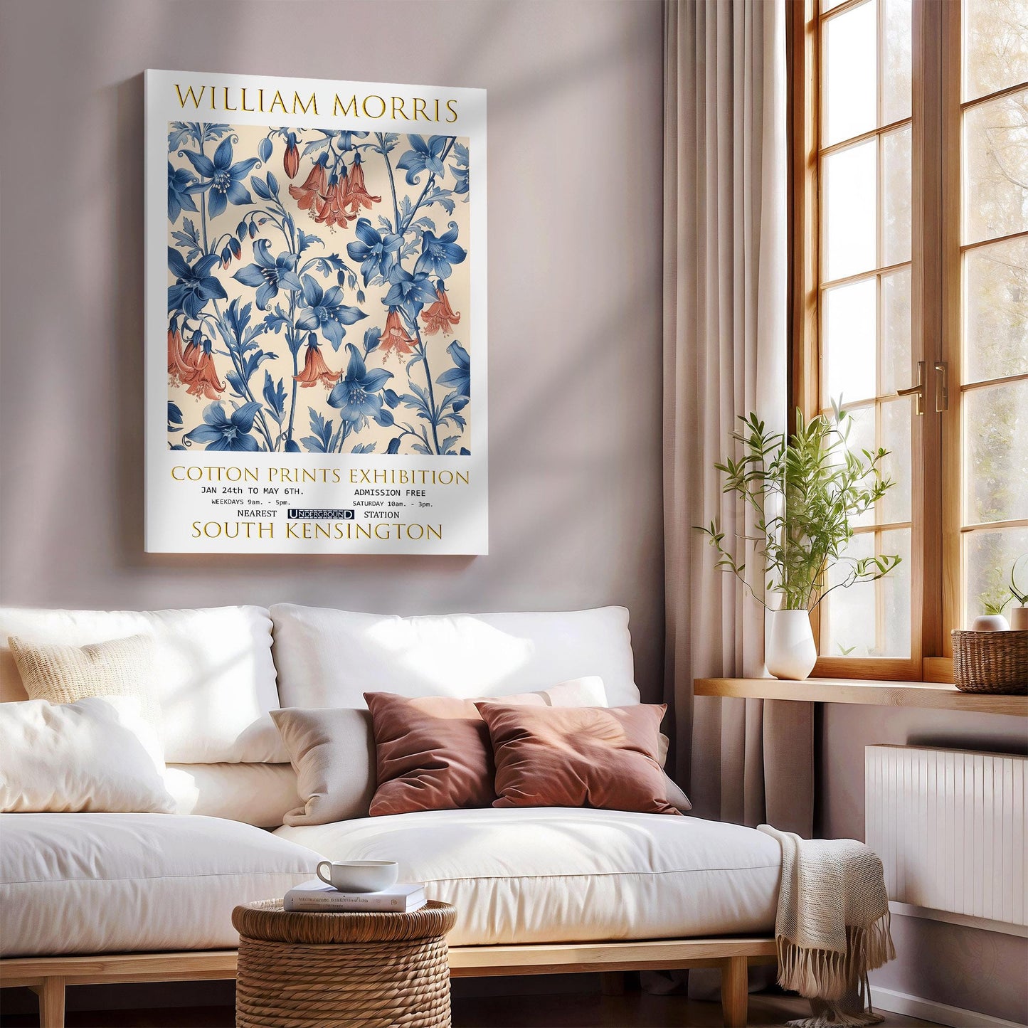 William Morris Canvas, William Morris Exhibition Poster, William Morris Print, Textiles Canvas, Floral Wall Art, Bluebells Canvas Print