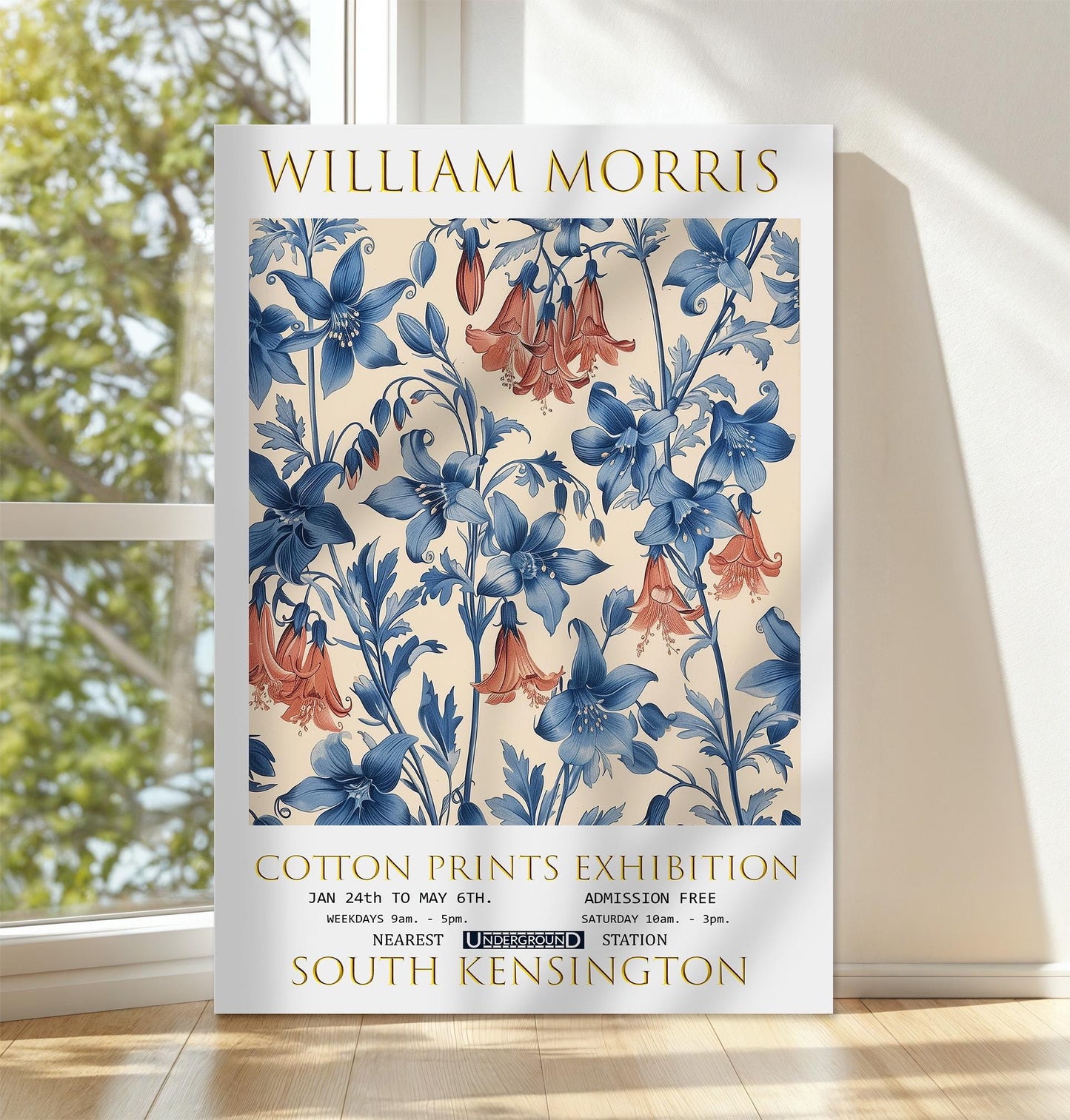 William Morris Canvas, William Morris Exhibition Poster, William Morris Print, Textiles Canvas, Floral Wall Art, Bluebells Canvas Print