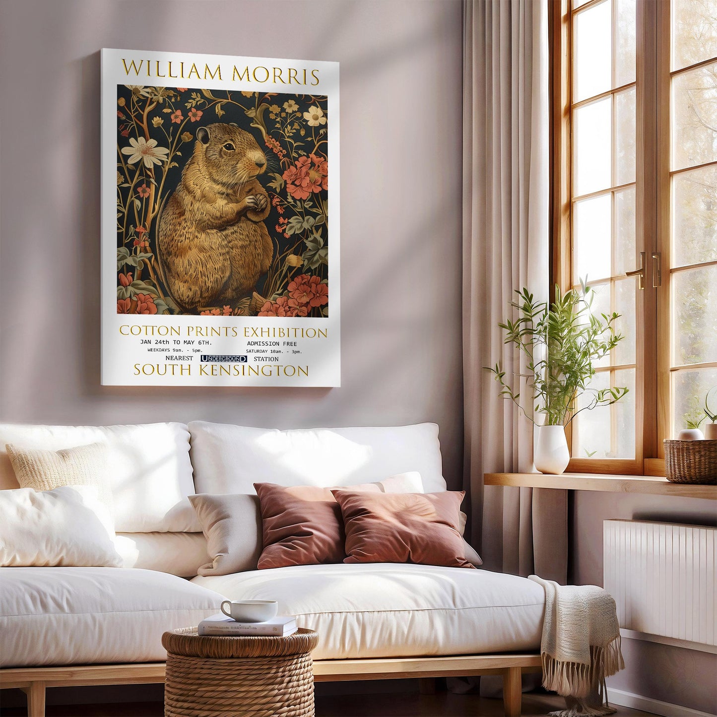 William Morris Canvas Art, William Morris Exhibition Poster, William Morris Print, Textiles Canvas, Floral Wall Art, Beaver Canvas Print