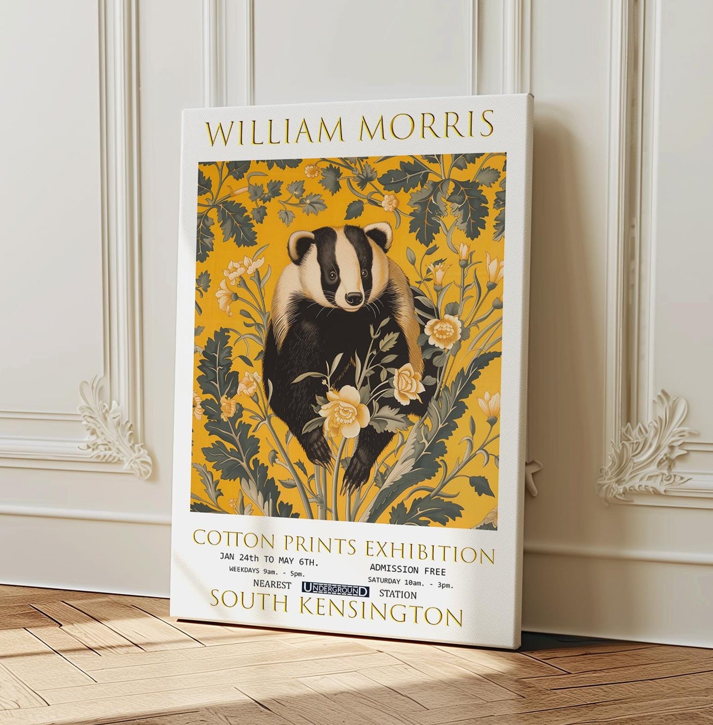 William Morris Canvas Art, William Morris Exhibition Poster, William Morris Print, Textiles Canvas, Floral Wall Art, Badger Canvas Wall Art