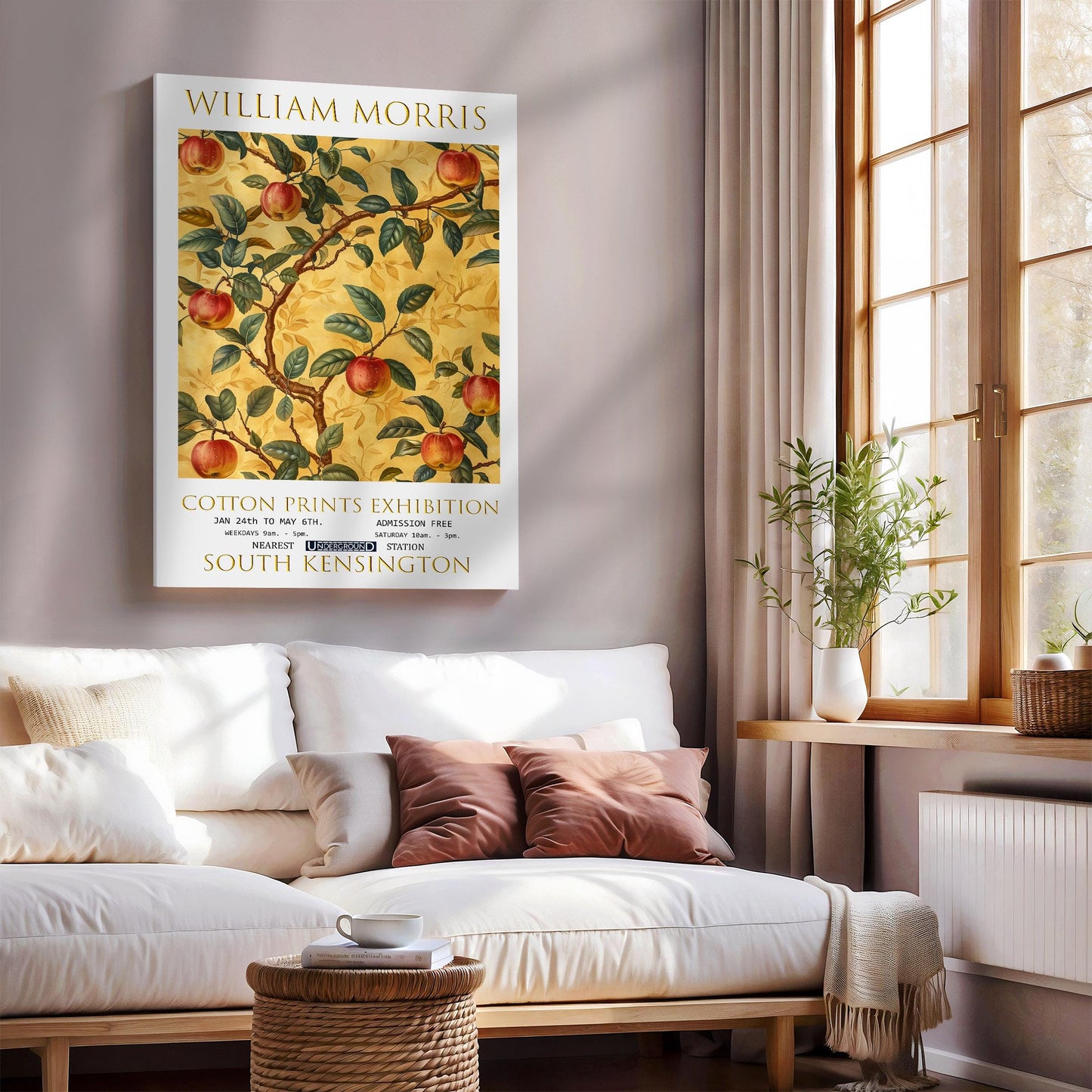 William Morris Canvas, William Morris Exhibition Poster, William Morris Print, Textiles Canvas, Floral Wall Art, Apple Tree Canvas Wall Art