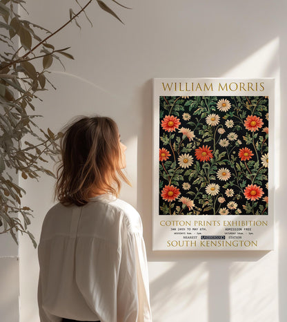 William Morris Daisies Canvas, William Morris Exhibition Poster, William Morris Print, Textiles Canvas, Floral Wall Art, Gift, Wall Decor