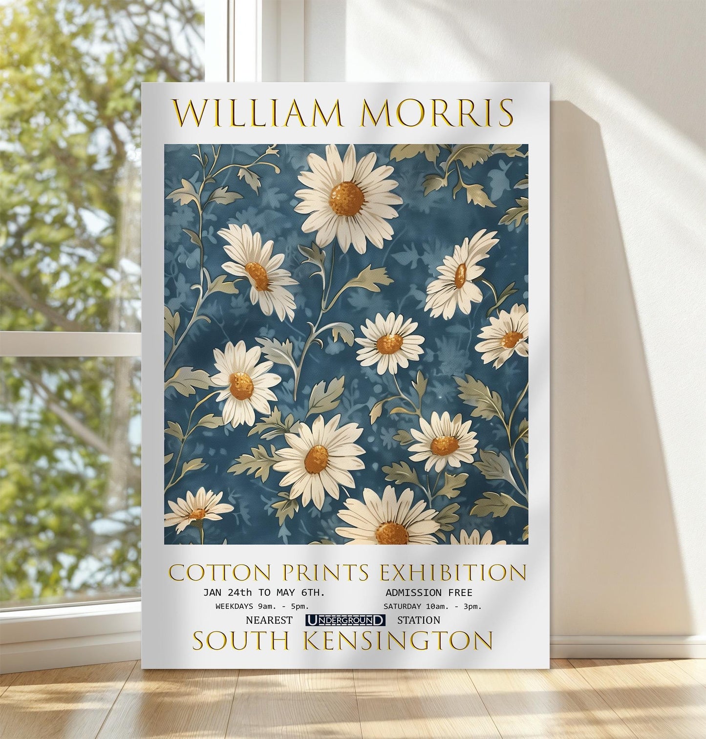 William Morris Daisies Canvas, William Morris Exhibition Poster, William Morris Print, Textiles Canvas, Floral Wall Art, Gift, Home Decor