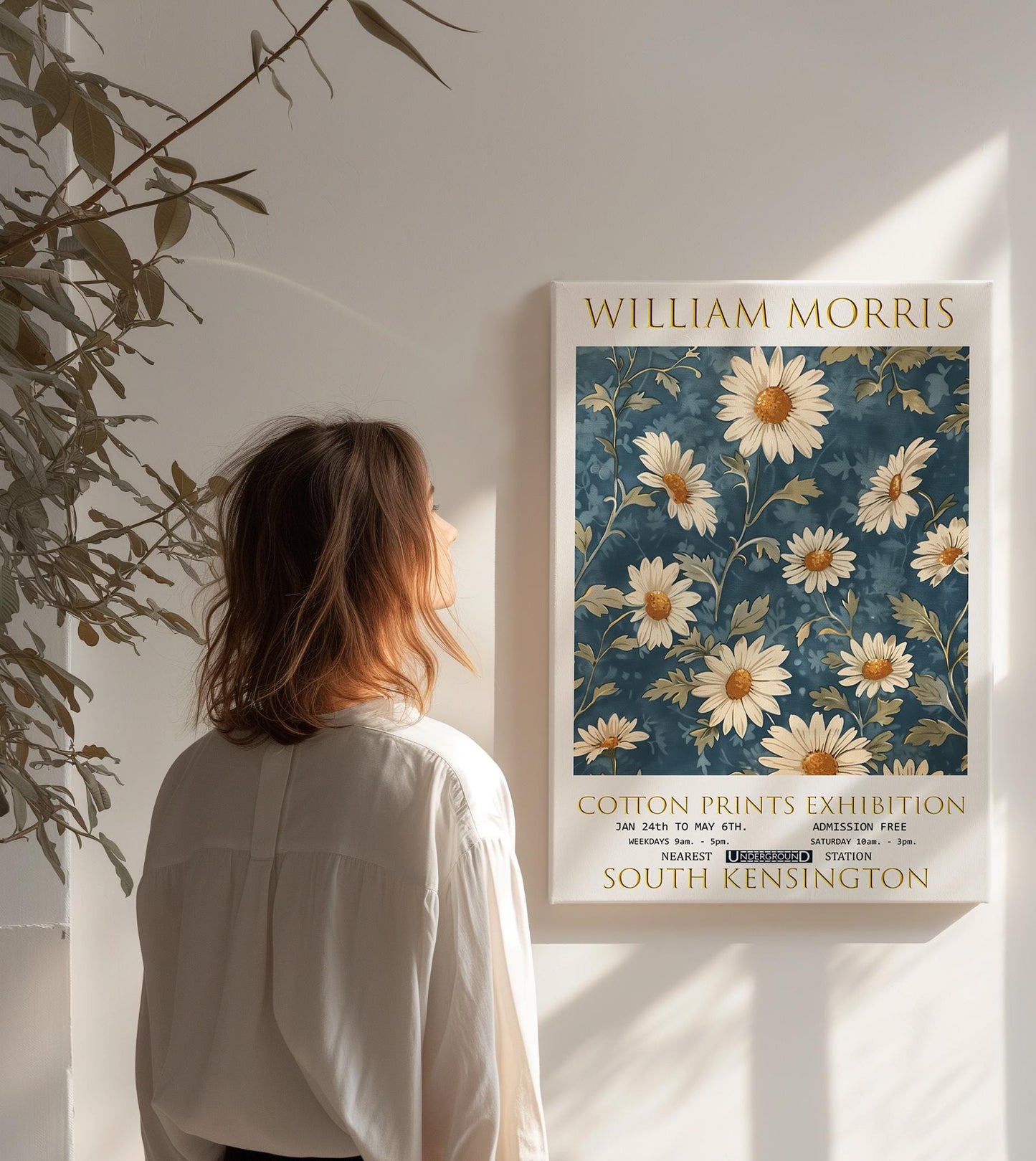 William Morris Daisies Canvas, William Morris Exhibition Poster, William Morris Print, Textiles Canvas, Floral Wall Art, Gift, Home Decor