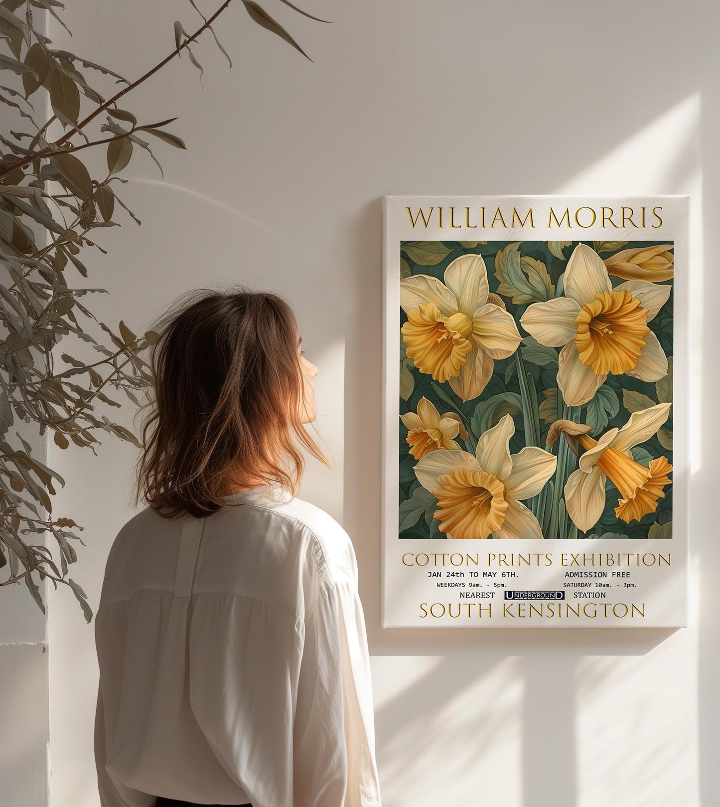 William Morris Canvas, William Morris Exhibition Poster, William Morris Print, Textiles Canvas, Floral Wall Art, Daffodils Canvas Wall Art