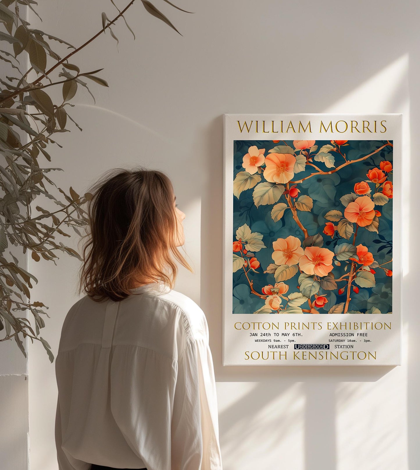 William Morris Canvas, William Morris Exhibition Poster, William Morris Print, Textiles Canvas, Floral Wall Art, Begonias Canvas Wall Art