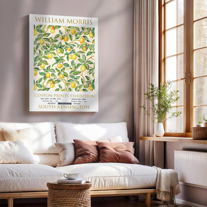 William Morris Canvas, William Morris Exhibition Poster, William Morris Print, Textiles Canvas, Floral Wall Art, Lemon Tree Canvas Wall Art