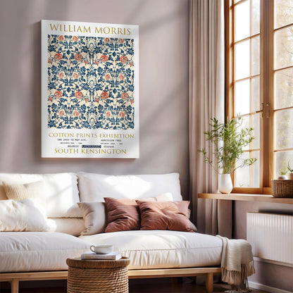 William Morris Canvas, William Morris Exhibition Poster, William Morris Print, Textiles Canvas, Floral Wall Art, Rose & Thistle Canvas