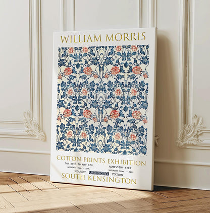 William Morris Canvas, William Morris Exhibition Poster, William Morris Print, Textiles Canvas, Floral Wall Art, Rose & Thistle Canvas