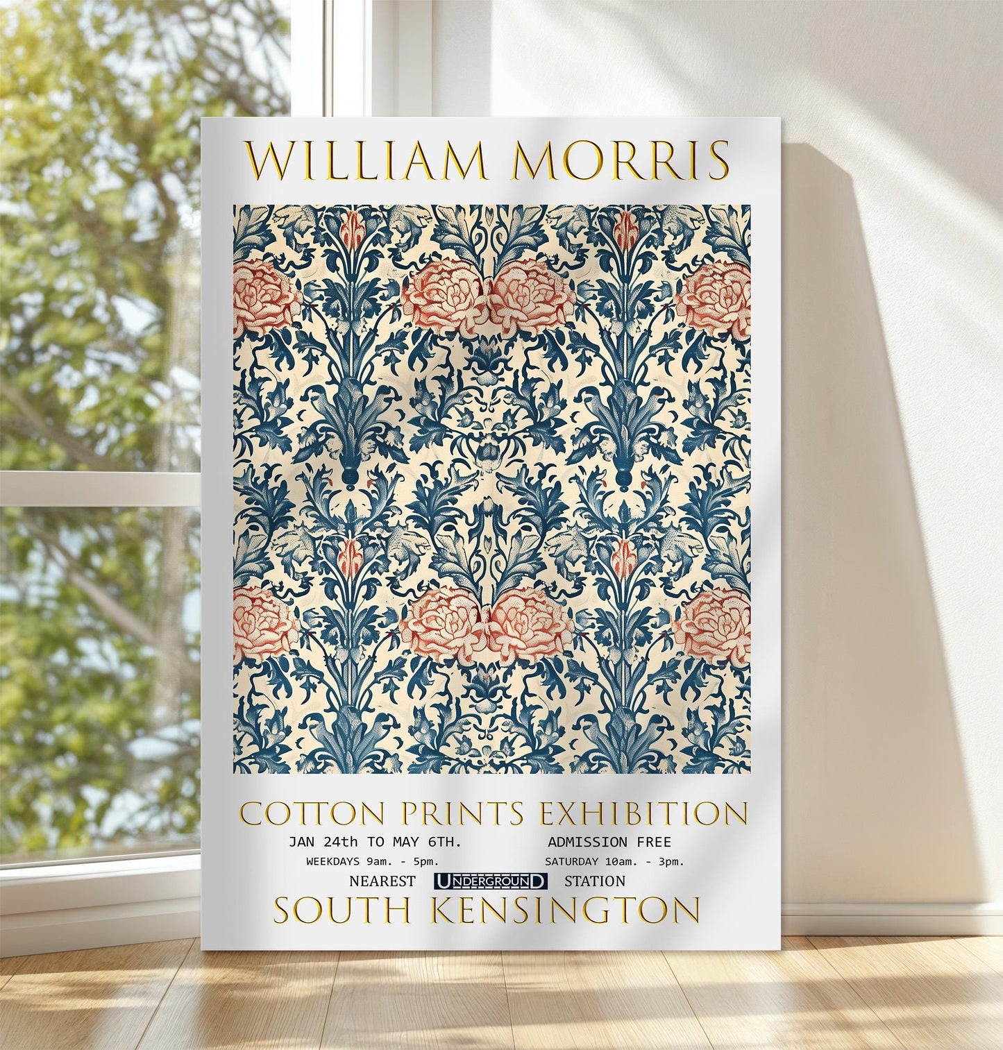 William Morris Rose & Thistle Canvas, William Morris Exhibition Poster, William Morris Print, Textiles Canvas, Floral Wall Art, Home Decor