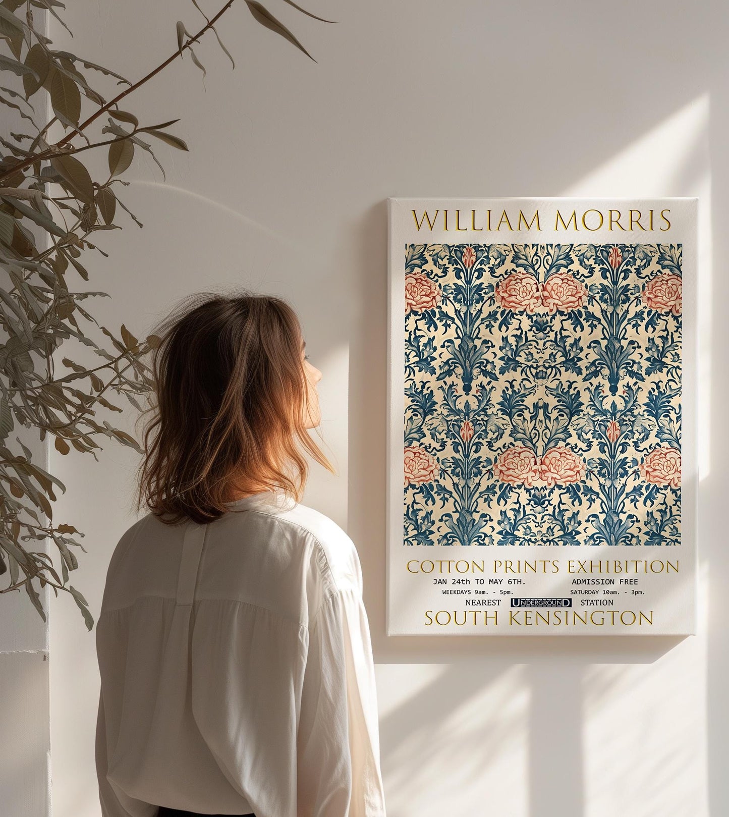 William Morris Rose & Thistle Canvas, William Morris Exhibition Poster, William Morris Print, Textiles Canvas, Floral Wall Art, Home Decor