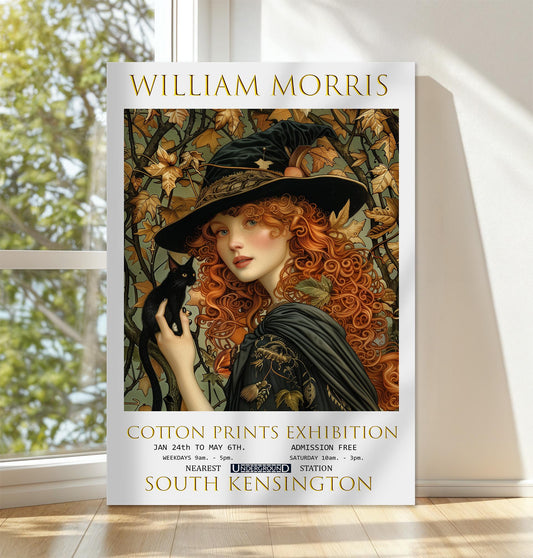 William Morris Canvas, William Morris Exhibition Poster, William Morris Print, Textiles Canvas, Floral Wall Art, Gothic Decor, Witch Canvas