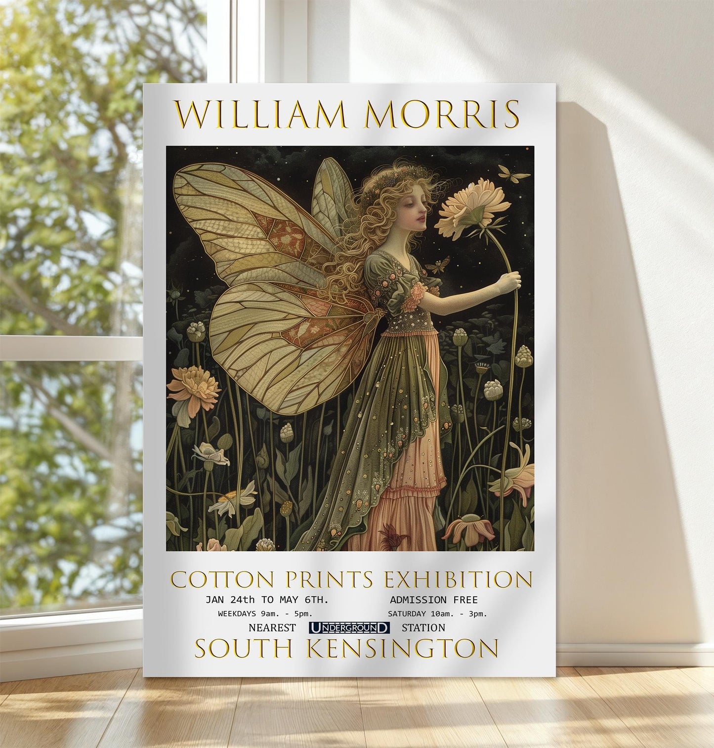 William Morris Angle Canvas, William Morris Exhibition Poster, William Morris Print, Textiles Canvas, Floral Wall Art, Angle Canvas Wall Art