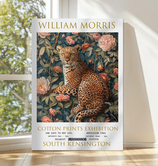 William Morris Canvas, William Morris Exhibition Poster, William Morris Print, Textiles Canvas, Floral Wall Art, Wall Decor, Leopard Canvas