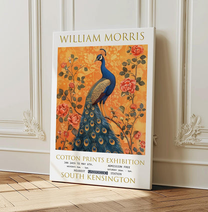 William Morris Canvas, William Morris Exhibition Poster, William Morris Print, Textiles Canvas, Floral Wall Art, Peacock Canvas Wall Art