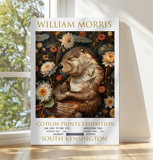 William Morris Canvas, William Morris Exhibition Poster, William Morris Print, Textiles Canvas, Floral Wall Art, Otter Canvas Wall Art