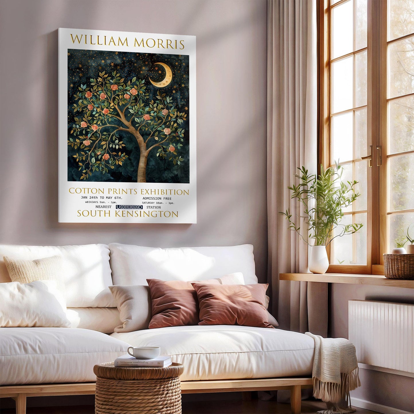 William Morris Tree Of Life Canvas, William Morris Exhibition Poster, William Morris Print, Textiles Canvas, Floral Wall Art, Wall Decor