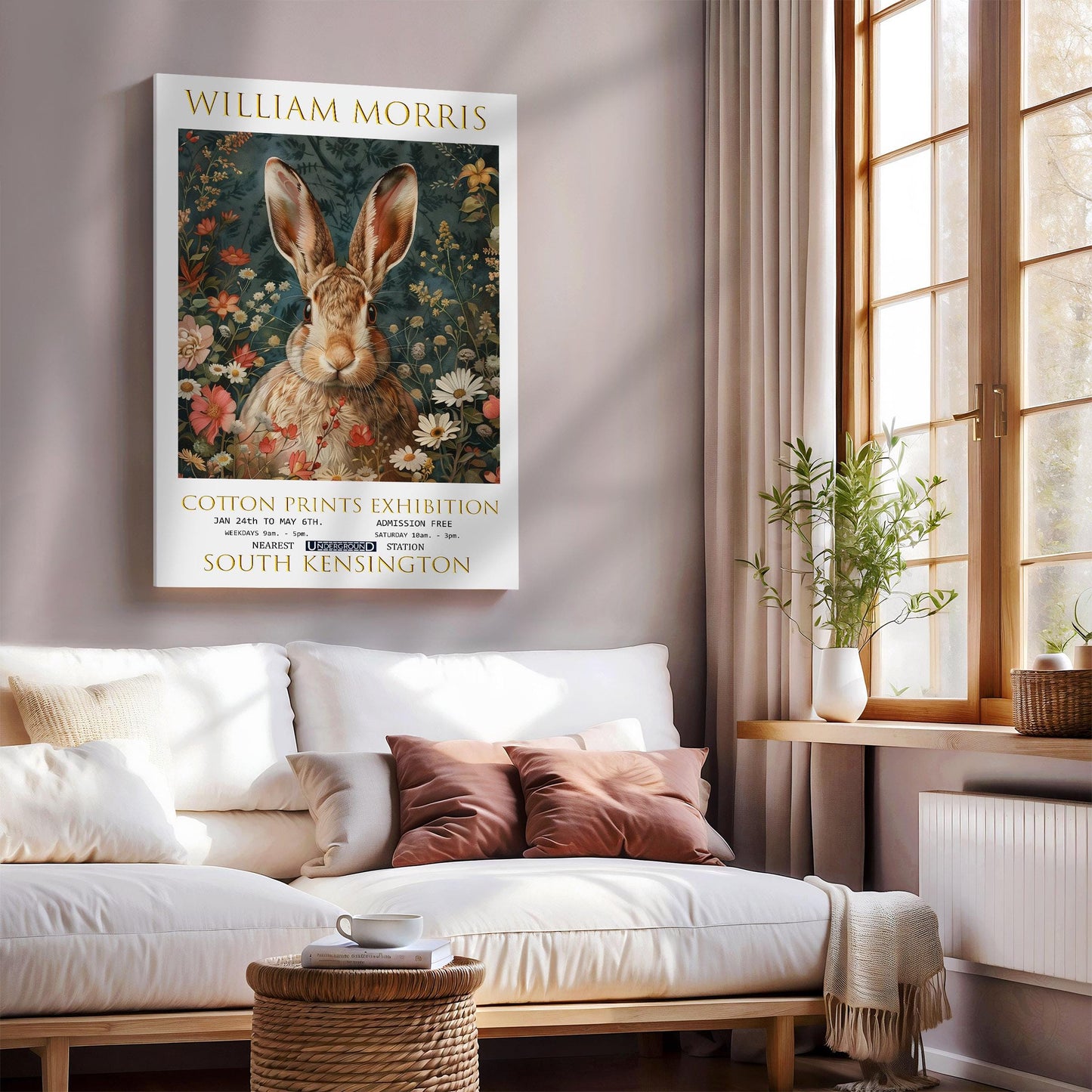 William Morris Hare Canvas, William Morris Exhibition Poster, William Morris Print, Textiles Canvas, Floral Wall Art, Gift Idea, Wall Decor