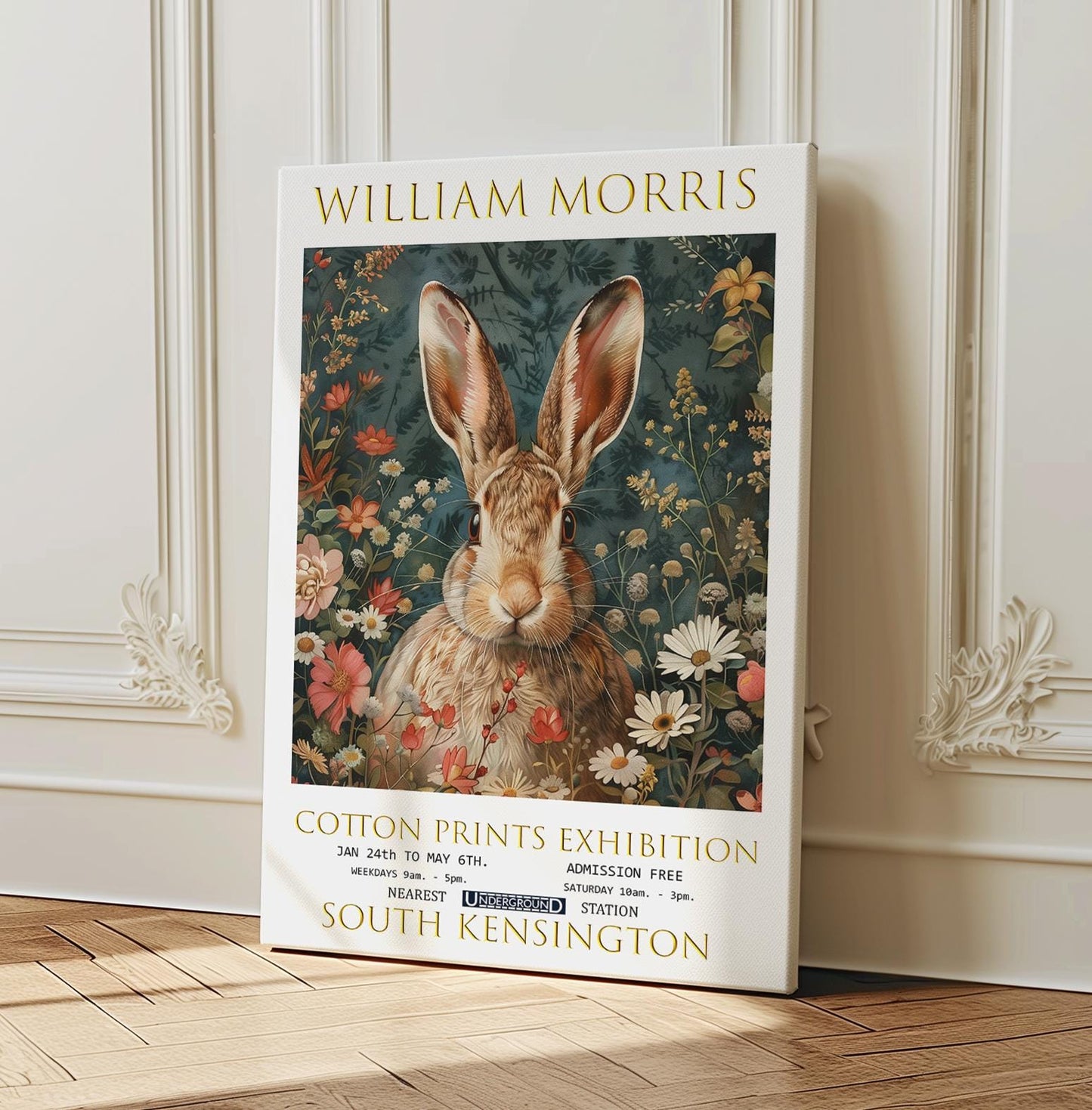 William Morris Hare Canvas, William Morris Exhibition Poster, William Morris Print, Textiles Canvas, Floral Wall Art, Gift Idea, Wall Decor