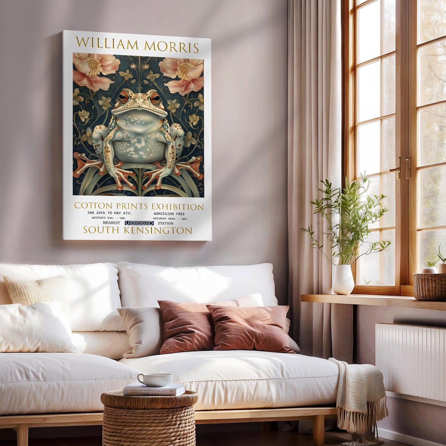 William Morris Frog Canvas, William Morris Exhibition Poster, William Morris Print, Textiles Canvas, Floral Wall Art, Gift Idea, Wall Decor