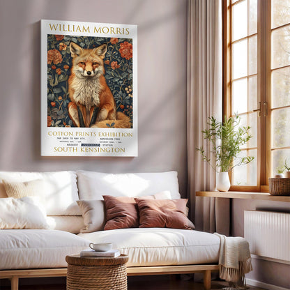 William Morris Canvas, William Morris Exhibition Poster, William Morris Print, Textiles Canvas, Floral Wall Art, Gift, Fox Canvas Wall Art