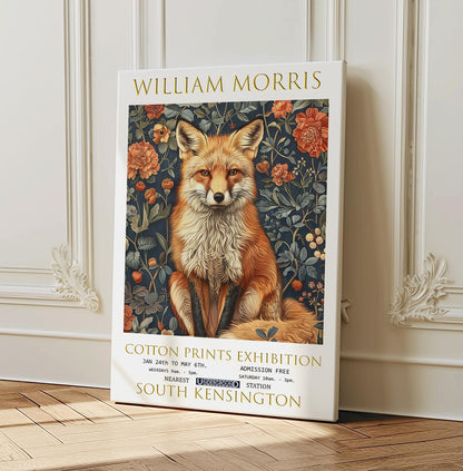 William Morris Canvas, William Morris Exhibition Poster, William Morris Print, Textiles Canvas, Floral Wall Art, Gift, Fox Canvas Wall Art