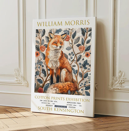 William Morris Fox Canvas, William Morris Exhibition Poster, William Morris Print, Textiles Canvas, Floral Wall Art, Gift Idea, Wall Decor