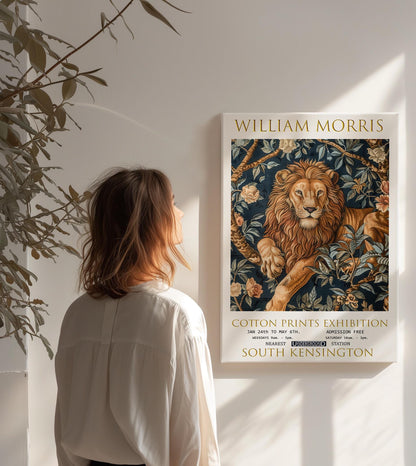 William Morris Lion Canvas, William Morris Exhibition Poster, William Morris Print, Textiles Canvas, Floral Wall Art, Lion Canvas Wall Art