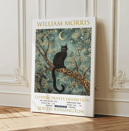 William Morris Black Cat Canvas, William Morris Exhibition Poster, William Morris Print, Textiles Canvas, Floral Wall Art, Gift, Wall Decor