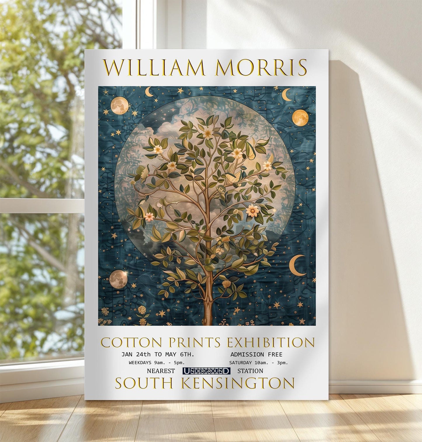 William Morris Canvas, William Morris Exhibition Poster, William Morris Print, Textile Canvas, Floral Wall Art, Tree Of Life Canvas Wall Art