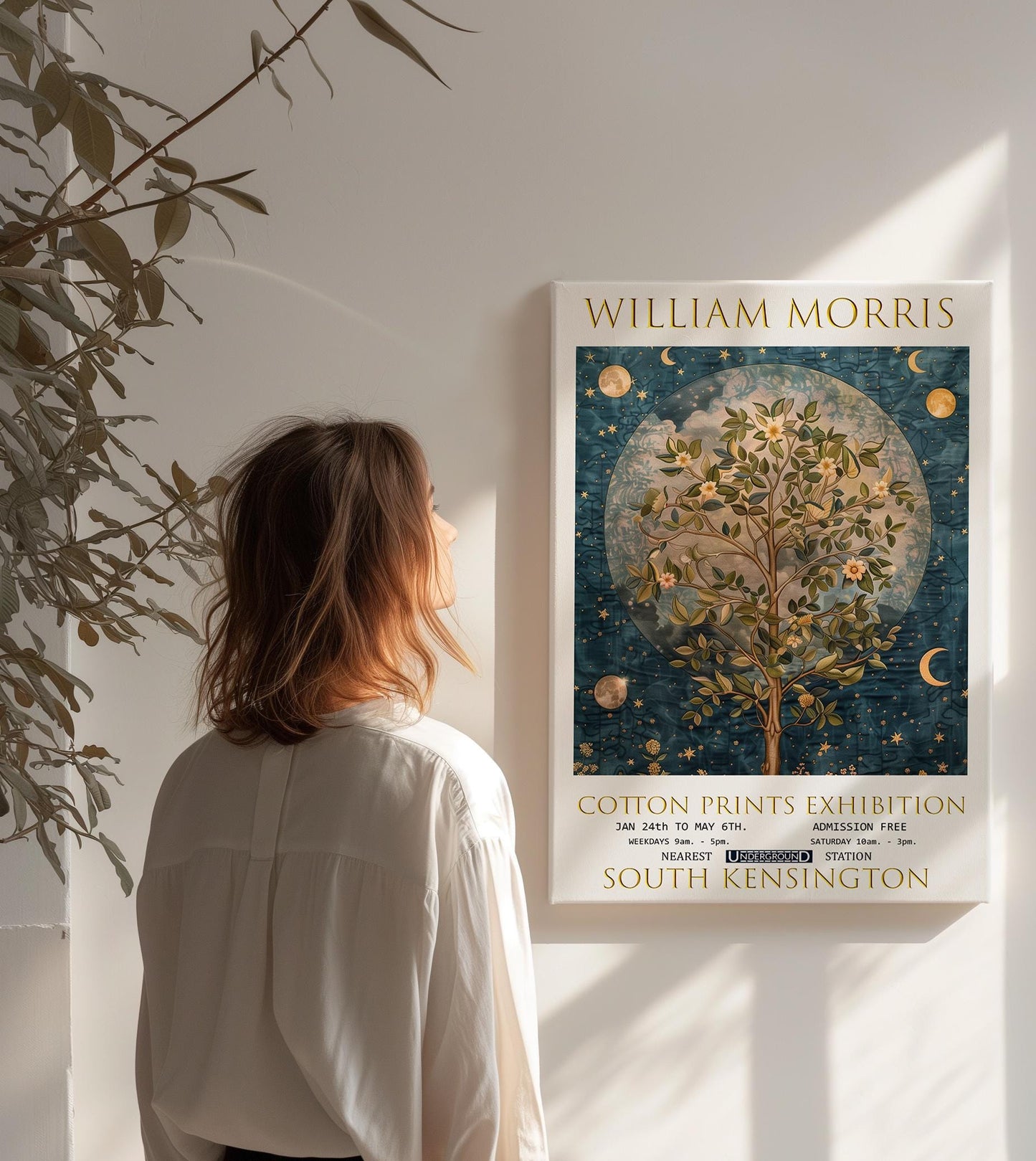 William Morris Canvas, William Morris Exhibition Poster, William Morris Print, Textile Canvas, Floral Wall Art, Tree Of Life Canvas Wall Art