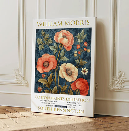 William Morris Canvas, William Morris Exhibition Poster, William Morris Print, Textile Canvas, Floral Wall Art, Poppies Canvas Wall Art