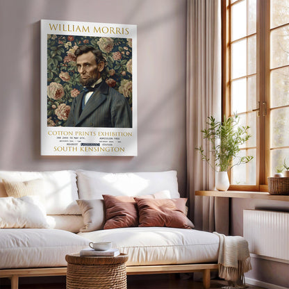 William Morris Canvas, William Morris Exhibition Poster, William Morris Print, Textile Canvas, Floral Wall Art, Abraham Lincoln Canvas Print