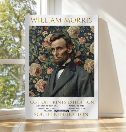 William Morris Canvas, William Morris Exhibition Poster, William Morris Print, Textile Canvas, Floral Wall Art, Abraham Lincoln Canvas Print