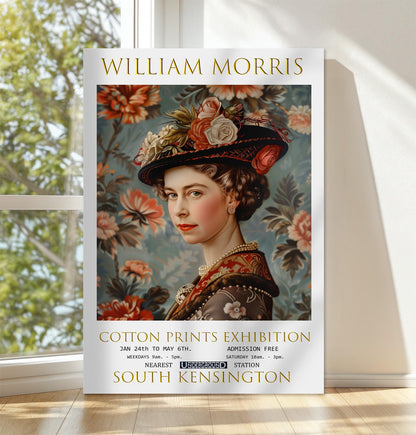 William Morris Canvas, William Morris Exhibition Poster, William Morris Print, Textile Canvas, Floral Wall Art, Queen Elizabeth Canvas