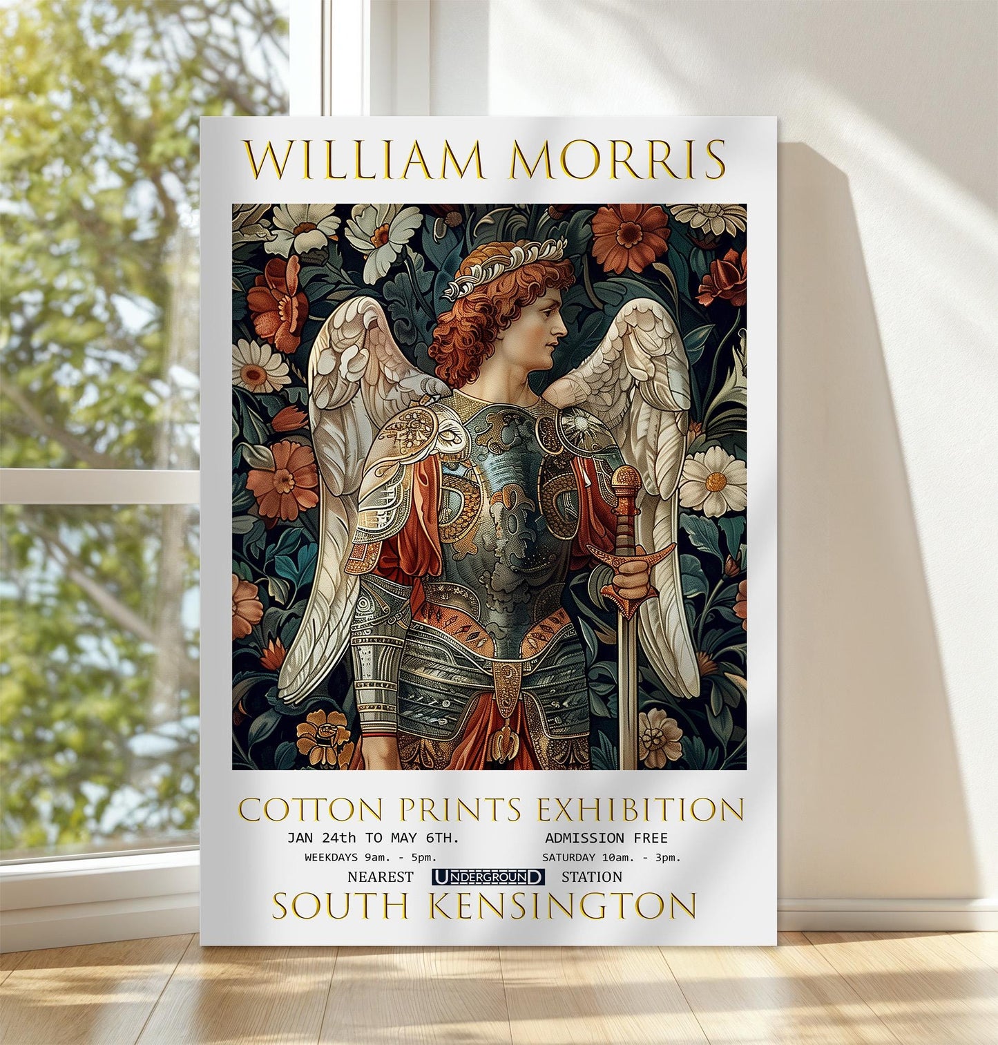 William Morris Canvas, William Morris Exhibition Poster, William Morris Print, Textile Canvas, Floral Wall Art, Alexander the Great Canvas