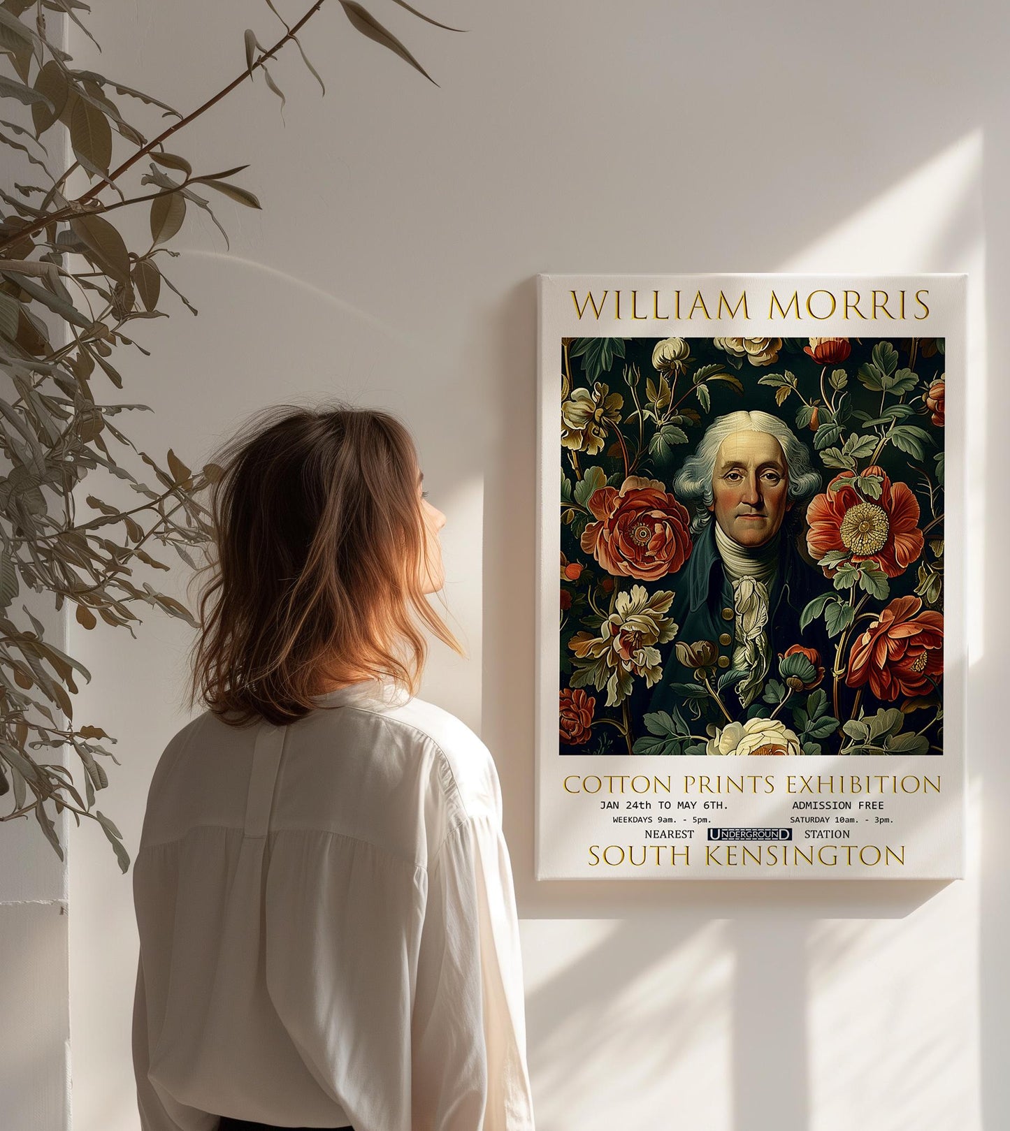 William Morris Canvas, William Morris Exhibition Poster, William Morris Print, Textile Canvas, Floral Wall Art, George Washington Canvas