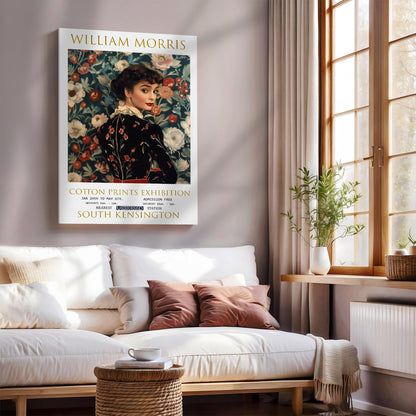 William Morris Canvas, William Morris Exhibition Poster, William Morris Print, Textile Canvas, Floral Wall Art, Audrey Hepburn Canvas