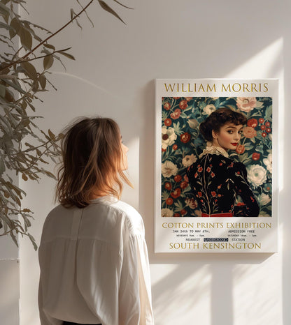 William Morris Canvas, William Morris Exhibition Poster, William Morris Print, Textile Canvas, Floral Wall Art, Audrey Hepburn Canvas