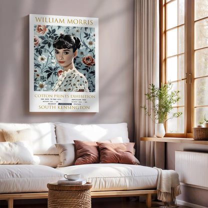 William Morris Audrey Hepburn Canvas, William Morris Exhibition Poster, William Morris Print, Textile Canvas, Floral Wall Art, Wall Decor