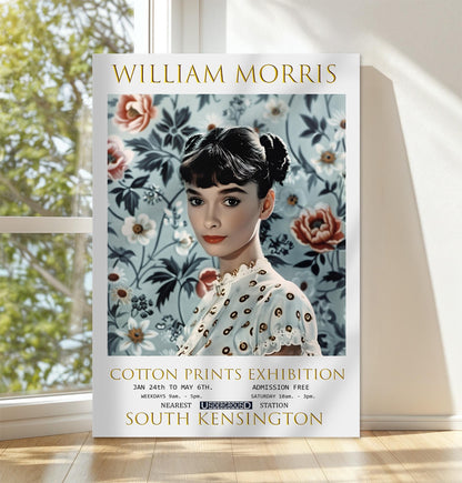 William Morris Audrey Hepburn Canvas, William Morris Exhibition Poster, William Morris Print, Textile Canvas, Floral Wall Art, Wall Decor