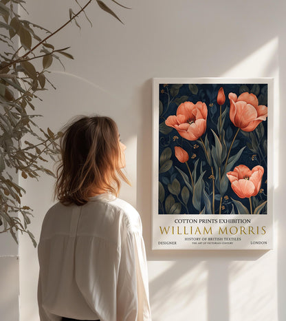 William Morris Canvas, William Morris Exhibition Poster, William Morris Print, Textile Canvas, Floral Wall Art, Tulip Canvas Wall Art