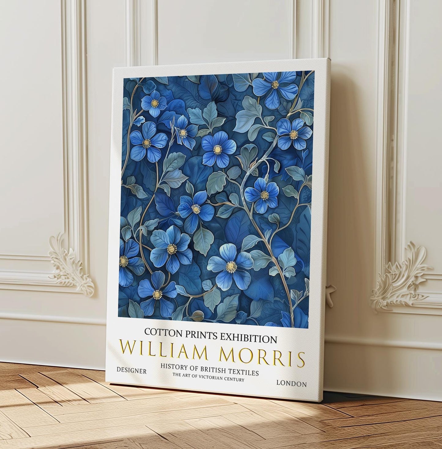 William Morris Canvas, William Morris Exhibition Poster, William Morris Print, Textile Canvas, Floral Wall Art, Violet Flowers Canvas