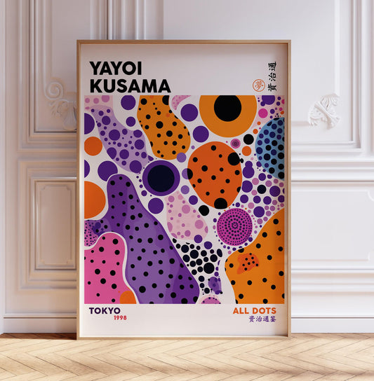 Japanese Exhibition Poster, Yayoi Kusama Art Print, All Dots Japanese Wall Print Decor, Japanese Art, Oriental Decor A2/A3/A4/A5