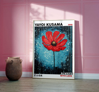 Japanese Exhibition Poster, Yayoi Kusama Art Print, Always With Love Traditional Japanese Wall Art Decor, Asian Decor, Japanese Pop Art