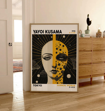 Yayoi Kusama Exhibition Poster, Surreal Woman, Japanese Art Print, Traditional Japanese Art, Wall Art Decor, Gift Idea, A2/A3/A4/A5