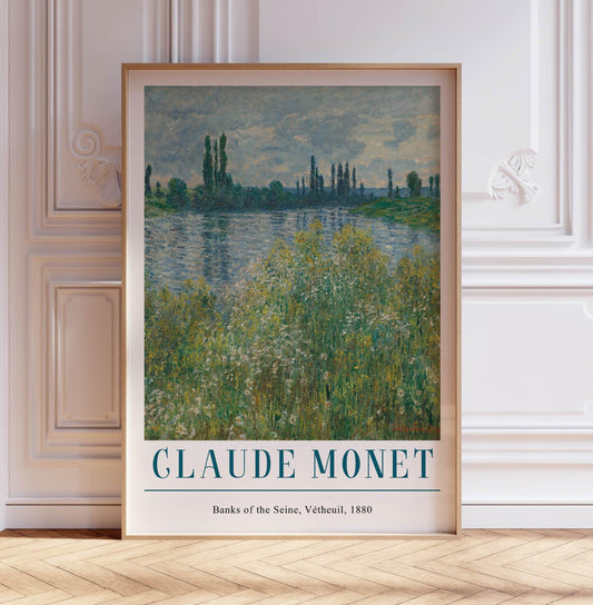 Claude Monet Poster, Banks of the Shine, Monet Print, Vintage French Home Décor, Floral Print, Floral Décor, Gift, A2/A3/A4/A5