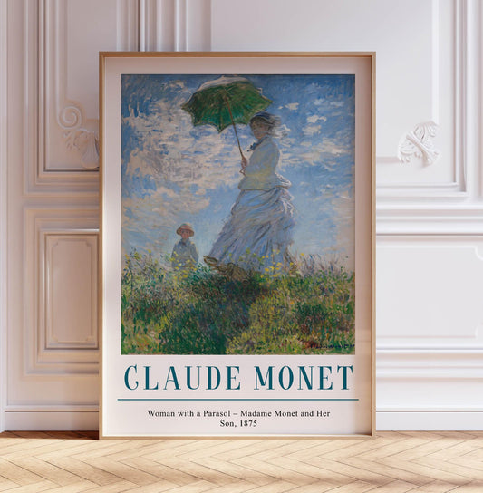 Claude Monet Exhibition Poster, Woman with a Parasol, Monet Art Print, Vintage French Home Decor, Floral Print, Floral Decor, A2/A3/A4/A5