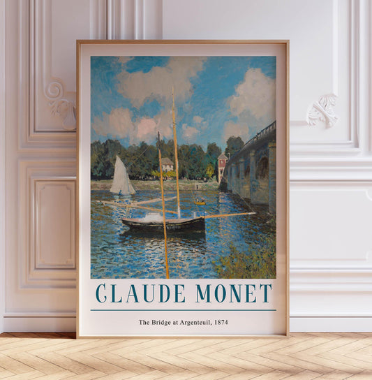 Claude Monet Poster, The Bridge at Argenteuil, Monet Print, Vintage French Home Décor, Floral Print, Floral Décor, Gift, A2/A3/A4/A5